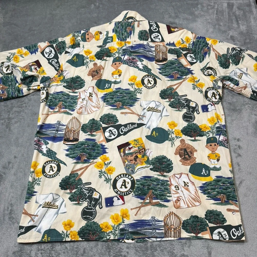 VTG Reyn Spooner Shirt Mens M Oakland‎ Athletics MLB Hawaiian Sportswear RARE - Picture 5 of 8